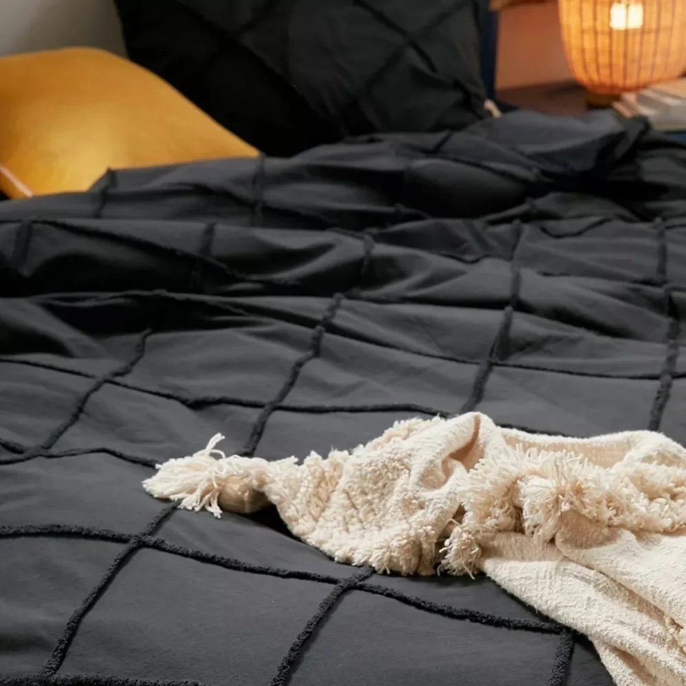 Urban Outfitters Crisscross Tufted Cotton Duvet Cover
